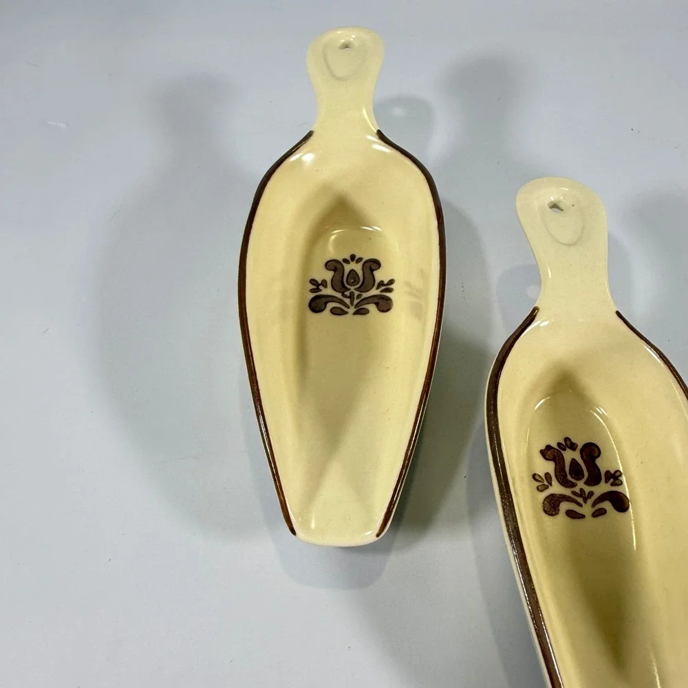 VTG Pfaltzgraff Village Measuring Scoops Set 3 Tan Brown Floral Farmhouse Retro